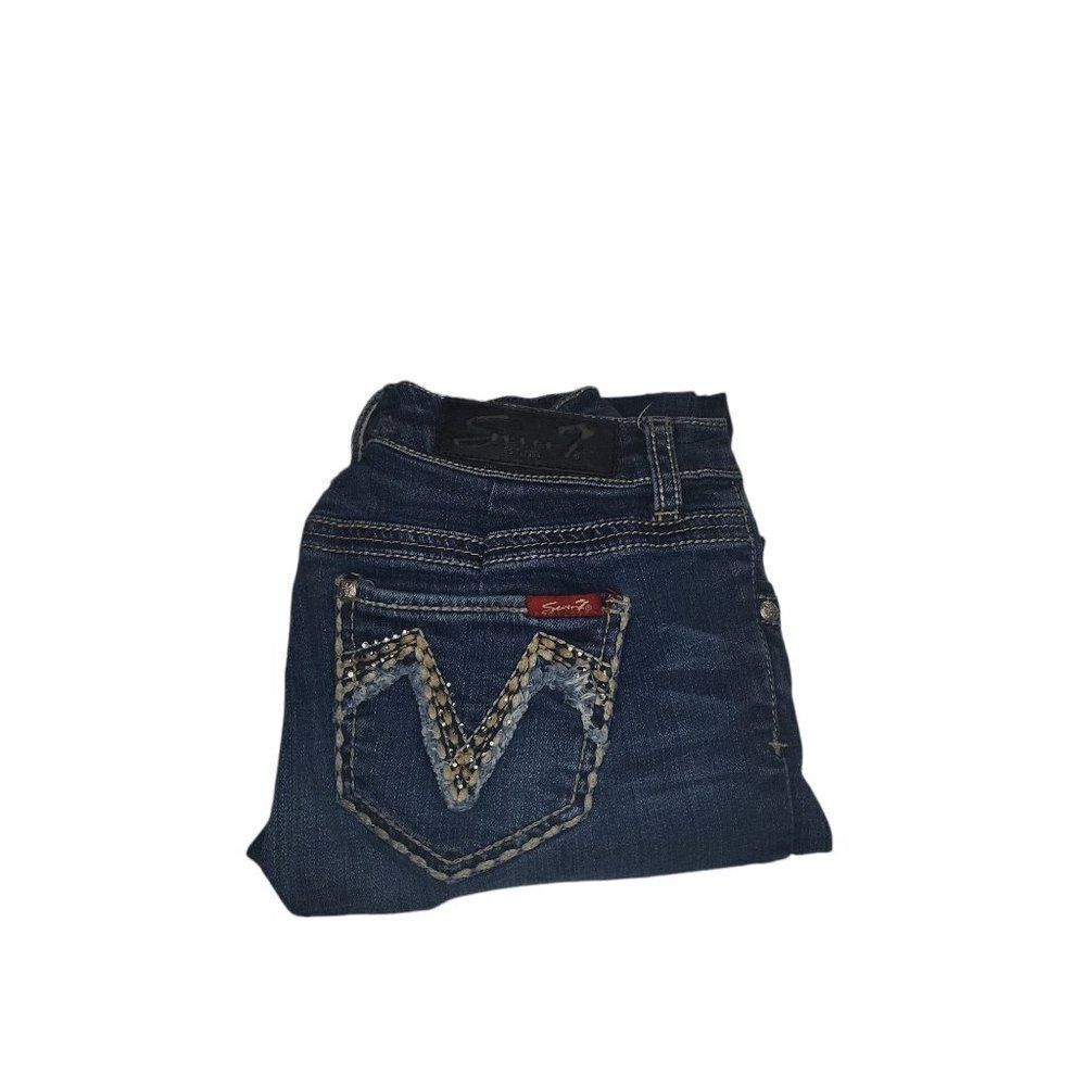 Seven7 Jeans Women Sz 4‎ P Premium Skinny Spandex Straight Leg Blue Denim
